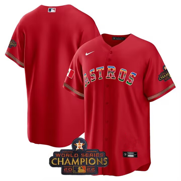 Men's Houston Astros Blank Red Mexico With World Serise Champions Patch Cool Base Stitched Baseball Jersey Men's Houston Astros Blank Red Mexico With World Serise Champions Patch Cool Base Stitched Baseball Jersey